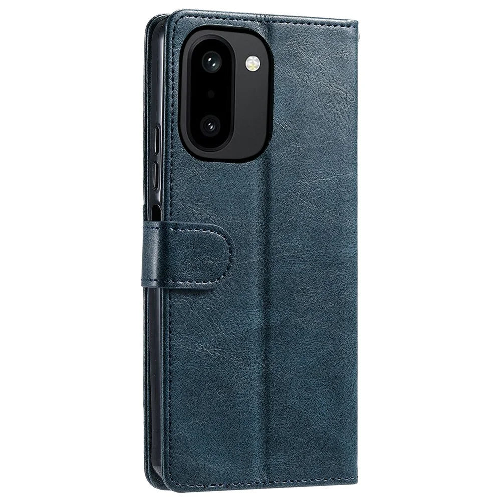 For OnePlus 15R 5G Case 6 Card Slots PU Leather Anti-Fall Phone Cover with Wrist Strap - Blackish Green - 7