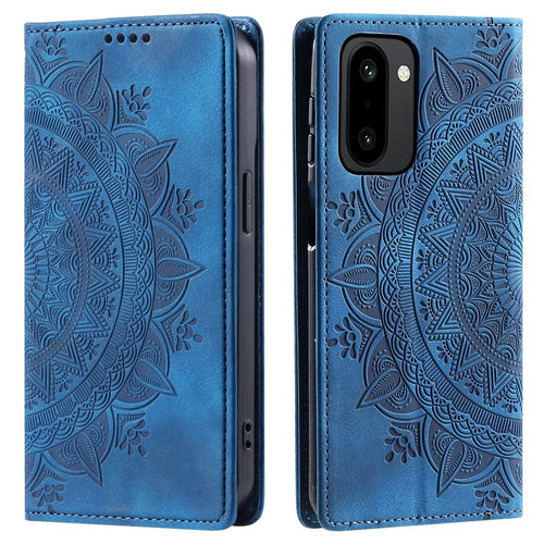 For OnePlus 15R 5G Case Magnetic Closing Leather Phone Cover Pattern Imprinted - Blue - 1