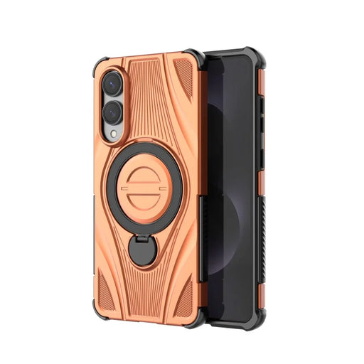 WANLONFENG For Samsung Galaxy S25 Edge  XH Series Kickstand Case with Screen Film, Drop Proof PC TPU Phone Cover - Orange - 2