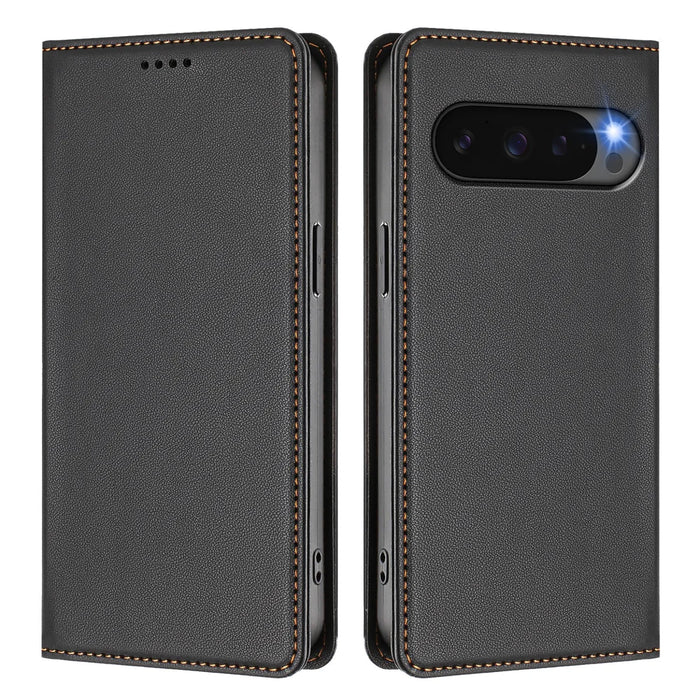 For Google Pixel 10 Pro / Google Pixel 10 Pro Fold / Google Pixel 10a / Google Pixel 10 Leather Wallet Case Magnetic Closure RFID Blocking Phone Cover - Black - 1