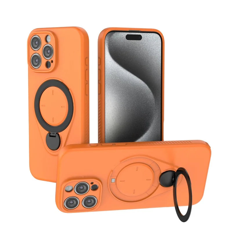 WANLONFENG For iPhone 16 Pro Max Case with Tempered Glass  JH Series PC TPU Kickstand Phone Cover - Orange - 4