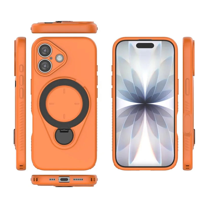 WANLONFENG For iPhone 16 Case with Tempered Glass  JH Series PC TPU Kickstand Phone Cover - Orange - 3