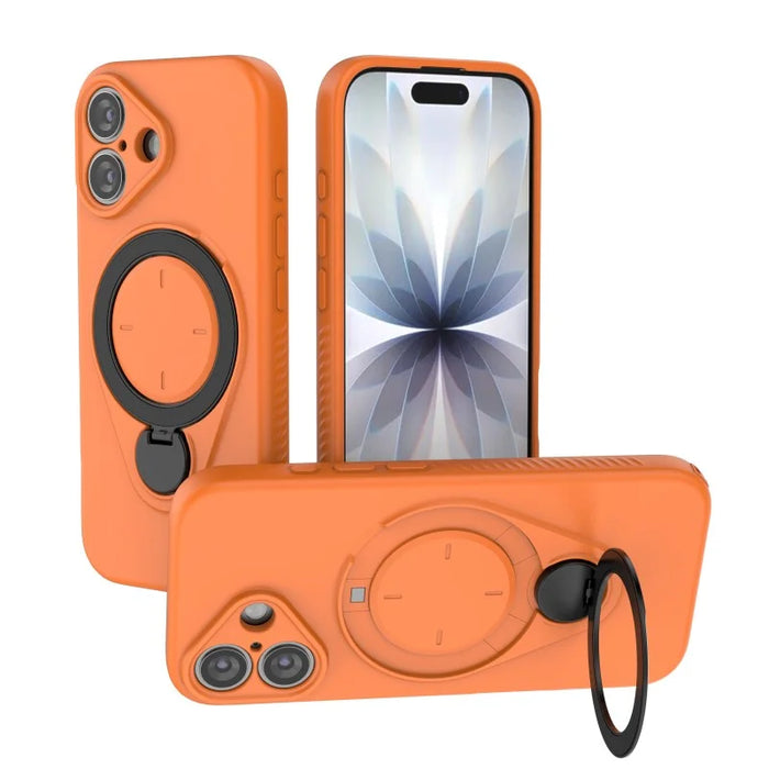 WANLONFENG For iPhone 16 Case with Tempered Glass  JH Series PC TPU Kickstand Phone Cover - Orange - 4