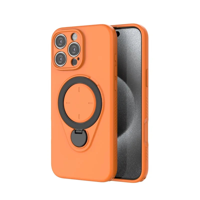 WANLONFENG For iPhone 16 Pro Case with Tempered Glass  JH Series PC TPU Kickstand Phone Cover - Orange - 2