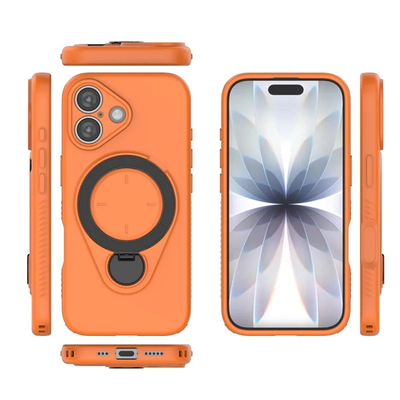 WANLONFENG For iPhone 17 Case with Tempered Glass  JH Series PC TPU Kickstand Phone Cover - Orange - 3