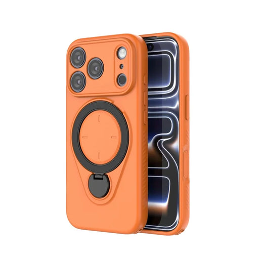 WANLONFENG For iPhone 17 Pro Case with Tempered Glass  JH Series PC TPU Kickstand Phone Cover - Orange - 2
