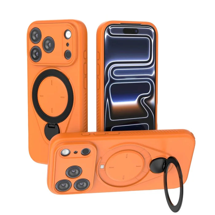 WANLONFENG For iPhone 17 Pro Case with Tempered Glass  JH Series PC TPU Kickstand Phone Cover - Orange - 4