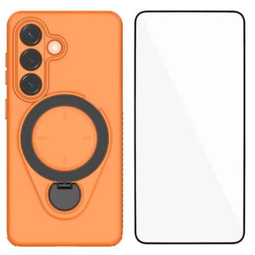 WANLONFENG For Samsung Galaxy S26+ Case with Tempered Glass  JH Series PC TPU Kickstand Phone Cover - Orange - 1