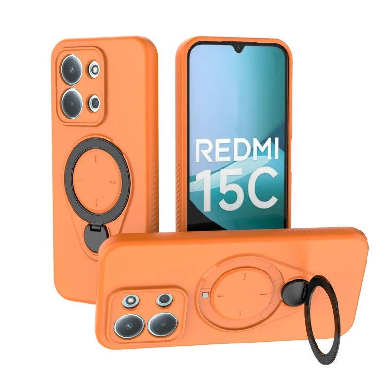 WANLONFENG For Xiaomi Redmi 15C 4G (Global) (171mm) Case with Tempered Glass  JH Series PC TPU Kickstand Phone Cover - Orange - 4