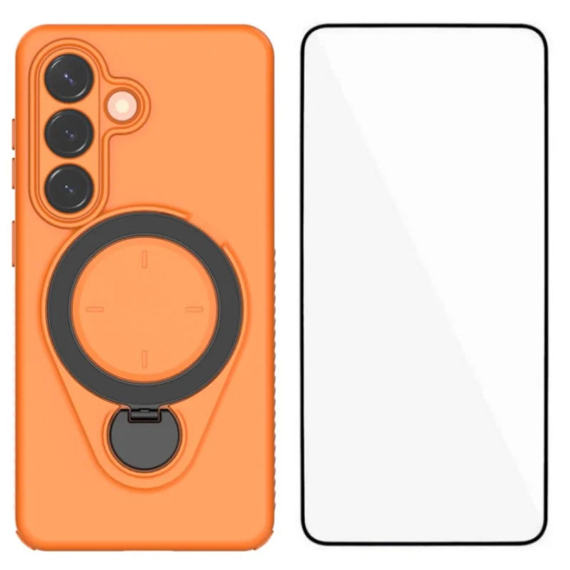 WANLONFENG For Samsung Galaxy S26 Case with Tempered Glass  JH Series PC TPU Kickstand Phone Cover - Orange - 1