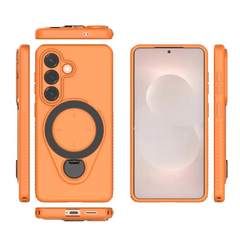 WANLONFENG For Samsung Galaxy S26 Case with Tempered Glass  JH Series PC TPU Kickstand Phone Cover - Orange - 3