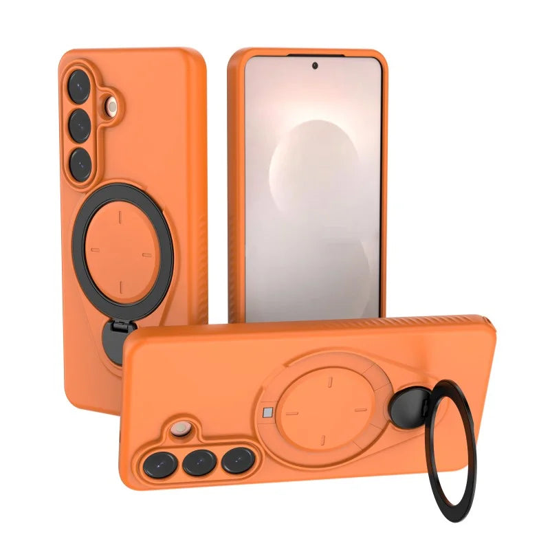 WANLONFENG For Samsung Galaxy S26 Case with Tempered Glass  JH Series PC TPU Kickstand Phone Cover - Orange - 4