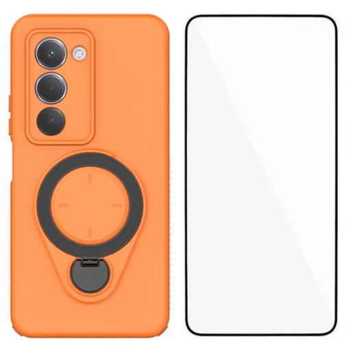 WANLONFENG For Xiaomi Redmi 15 5G (EU) (171mm) / Xiaomi Redmi 15 4G (EU) (171mm) Case with Tempered Glass  JH Series PC TPU Kickstand Phone Cover - Orange - 1