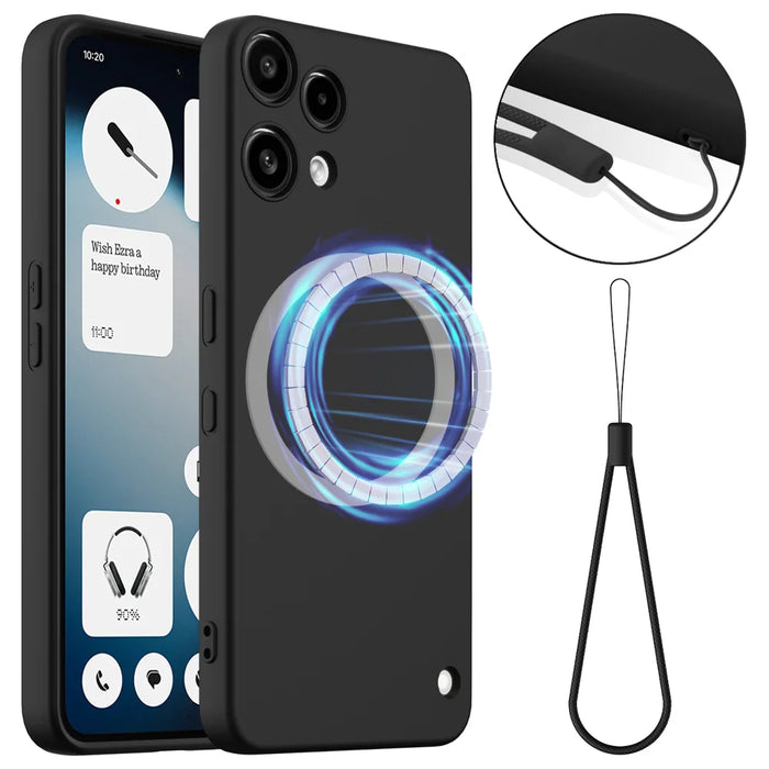 For Nothing Phone (3a) Lite 5G Magnetic Case Anti-Drop Liquid Silicone Phone Cover - Black - 1