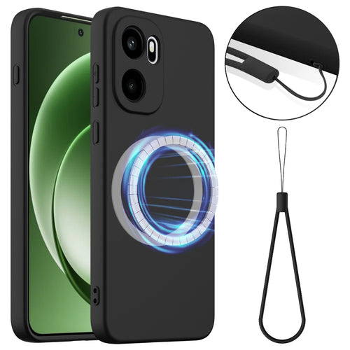For OnePlus Ace 6 5G / OnePlus Ace 6T 5G / OnePlus 15R 5G Magnetic Case Anti-Drop Liquid Silicone Phone Cover - Black - 1