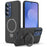 For Samsung Galaxy A37 5G Magnetic Case Rotating Ring Kickstand TPU + PC Back Cover - Black - 1