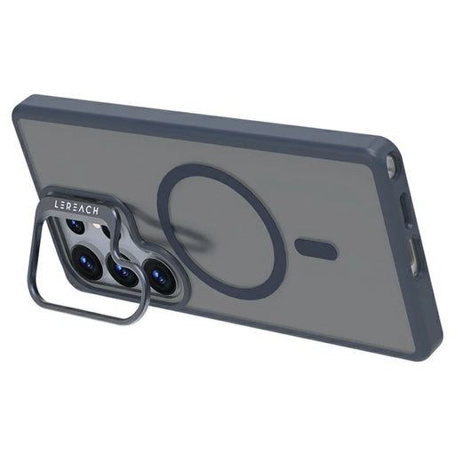 LEREACH Le-Luser Series For Samsung Galaxy S25 Ultra Magnetic Case Metal Lens Kickstand TPU PC Phone Cover - Blue - 2