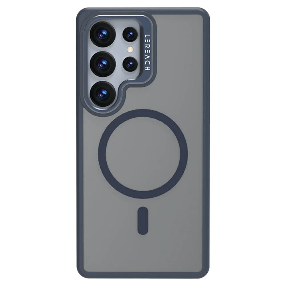 LEREACH Le-Luser Series For Samsung Galaxy S25 Ultra Magnetic Case Metal Lens Kickstand TPU PC Phone Cover - Blue - 4