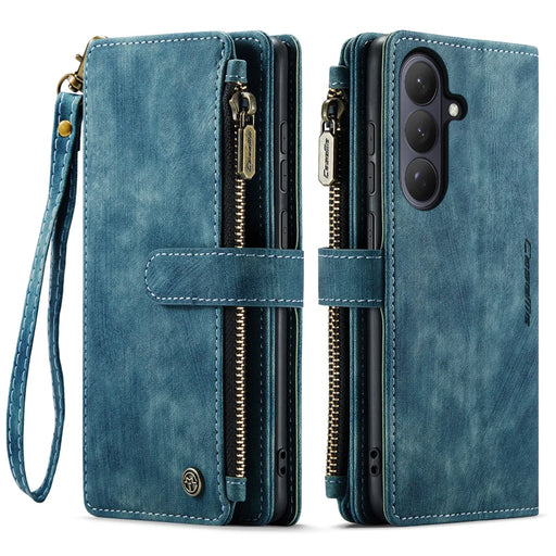 CASEME For Samsung Galaxy S26+ Phone Cases with Strap  C30 Zipper Multiple Card Holder PU Leather Cover - Blue - 2