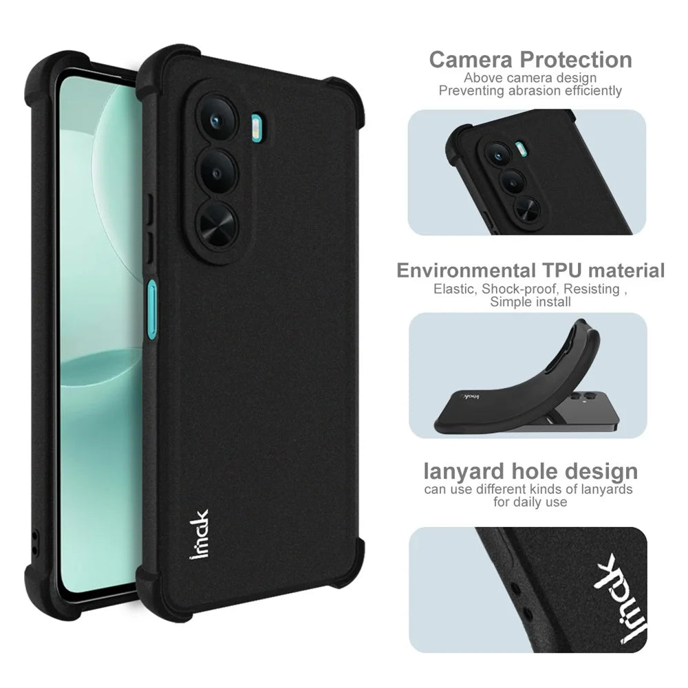 IMAK For Realme P4x 5G (India) Case TPU Phone Cover Airbag Shockproof Protection - Matte Black - 4