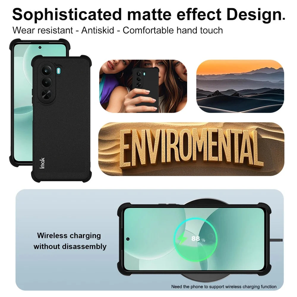 IMAK For Realme P4x 5G (India) Case TPU Phone Cover Airbag Shockproof Protection - Matte Black - 5