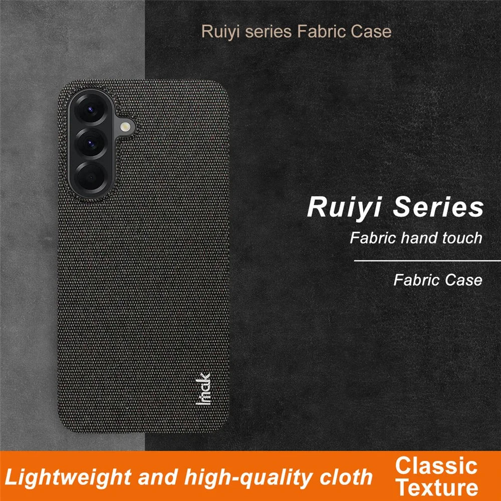 IMAK Ruiyi Series for Samsung Galaxy A37 5G Case Fabric Texture Leather + PC Phone Back Cover - Black - 2