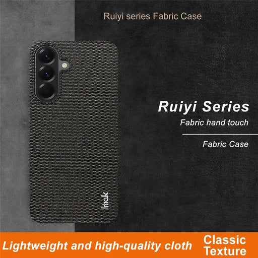 IMAK Ruiyi Series for Samsung Galaxy A37 5G Case Fabric Texture Leather + PC Phone Back Cover - Black - 2