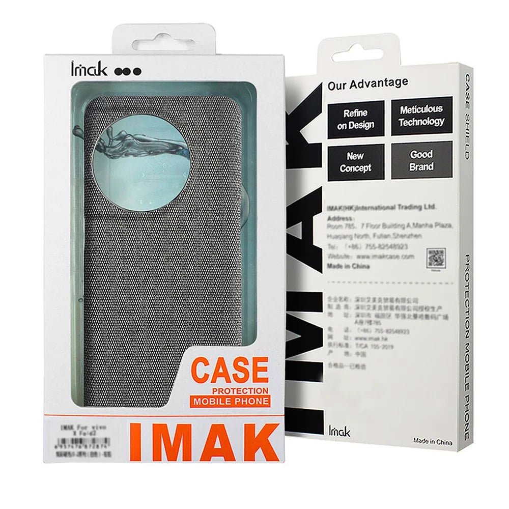 IMAK Ruiyi Series for Samsung Galaxy A37 5G Case Fabric Texture Leather + PC Phone Back Cover - Black - 5