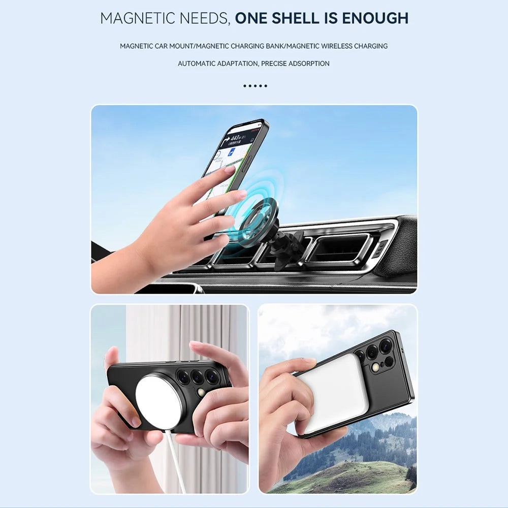 For Samsung Galaxy S26 Ultra Magnetic Case Foldable Kickstand PC TPU Phone Cover - Black - 2