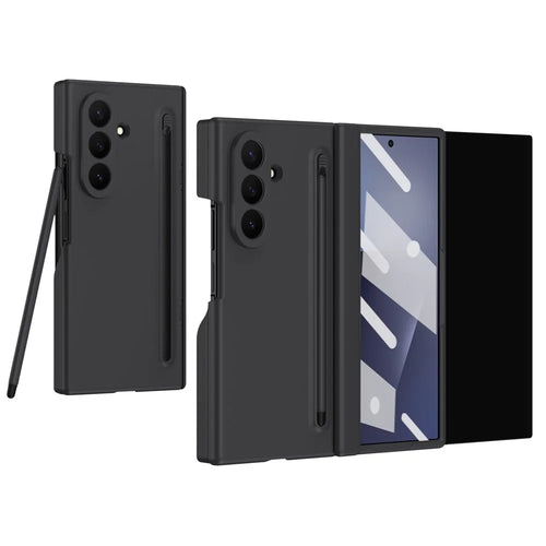 For Samsung Galaxy Z TriFold 5G Case PC Phone Back Cover with Stylus and Tempered Glass Film - Black - 1