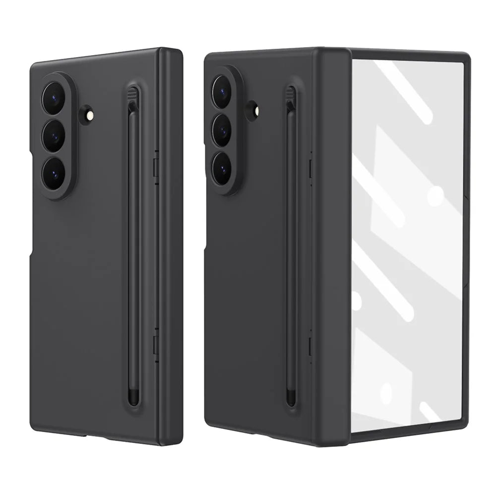For Samsung Galaxy Z TriFold 5G Case PC Phone Back Cover with Stylus and Tempered Glass Film - Black - 2