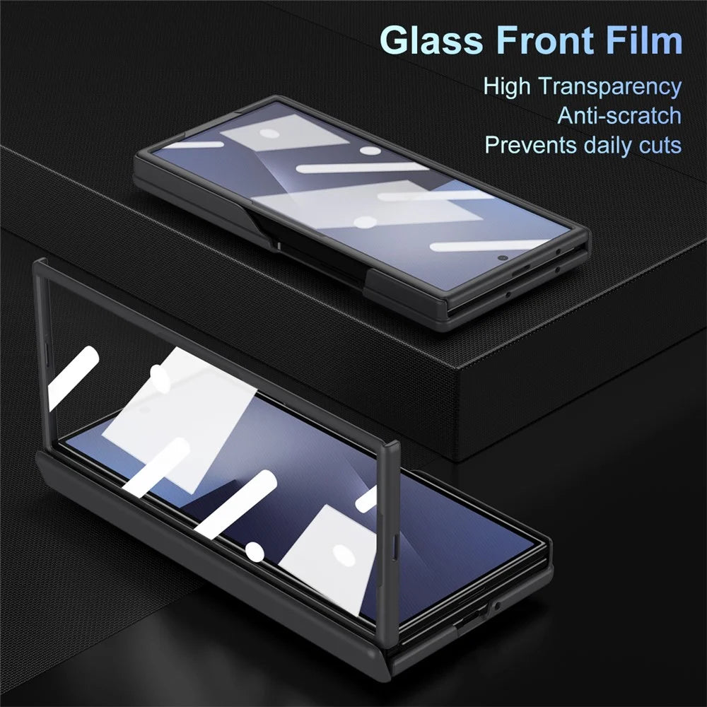 For Samsung Galaxy Z TriFold 5G Case PC Phone Back Cover with Stylus and Tempered Glass Film - Black - 6