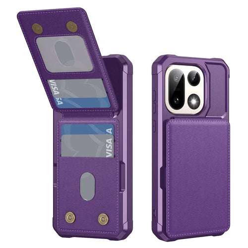For OnePlus 15 5G Case with Card Slot Kickstand PU Leather + TPU Phone Cover - Purple - 1