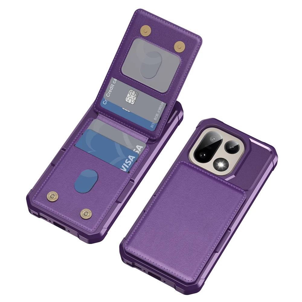 For OnePlus 15 5G Case with Card Slot Kickstand PU Leather + TPU Phone Cover - Purple - 2