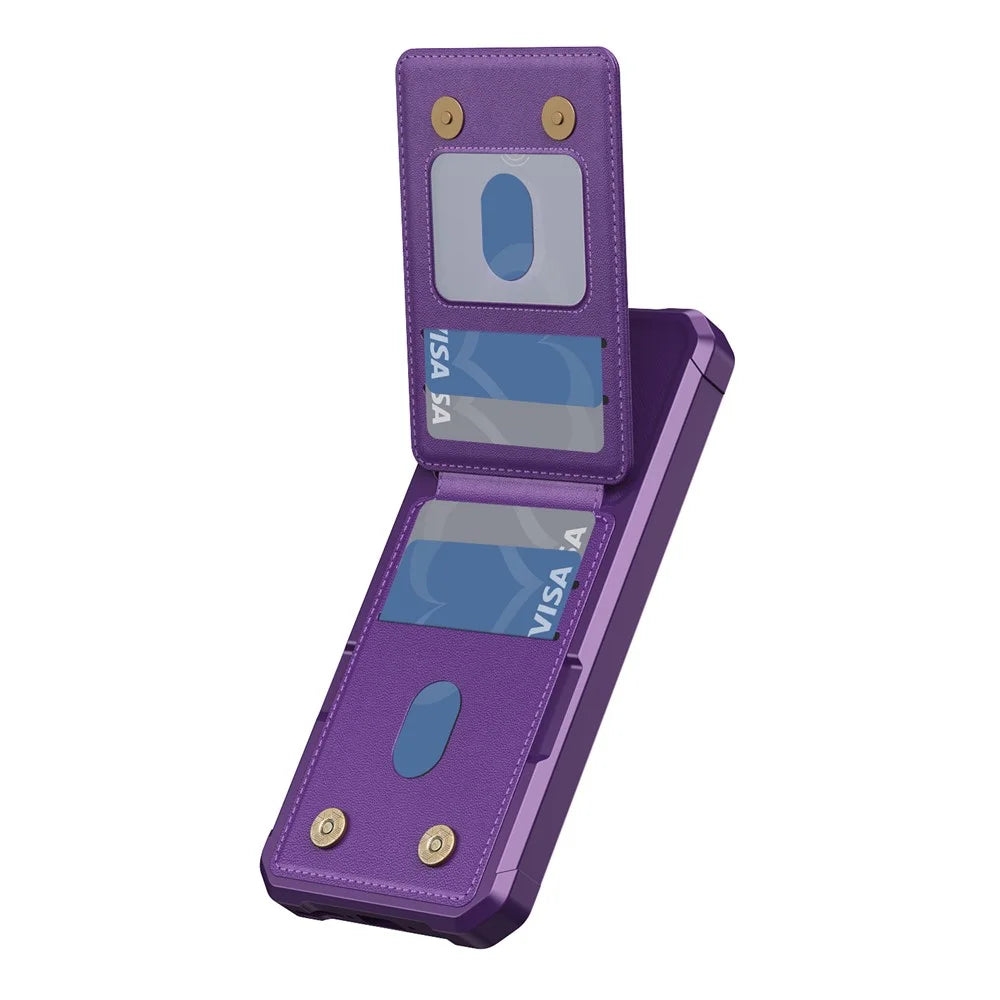 For OnePlus 15 5G Case with Card Slot Kickstand PU Leather + TPU Phone Cover - Purple - 3