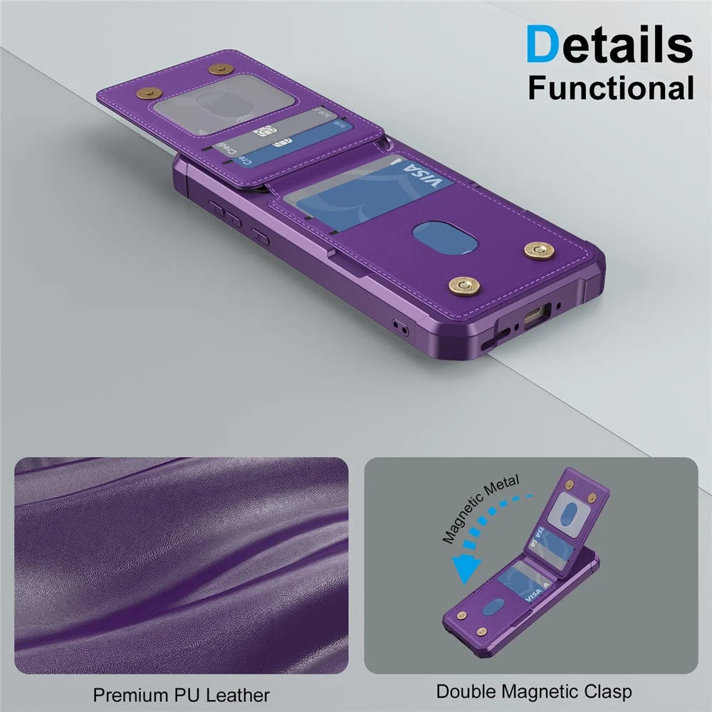 For OnePlus 15 5G Case with Card Slot Kickstand PU Leather + TPU Phone Cover - Purple - 7