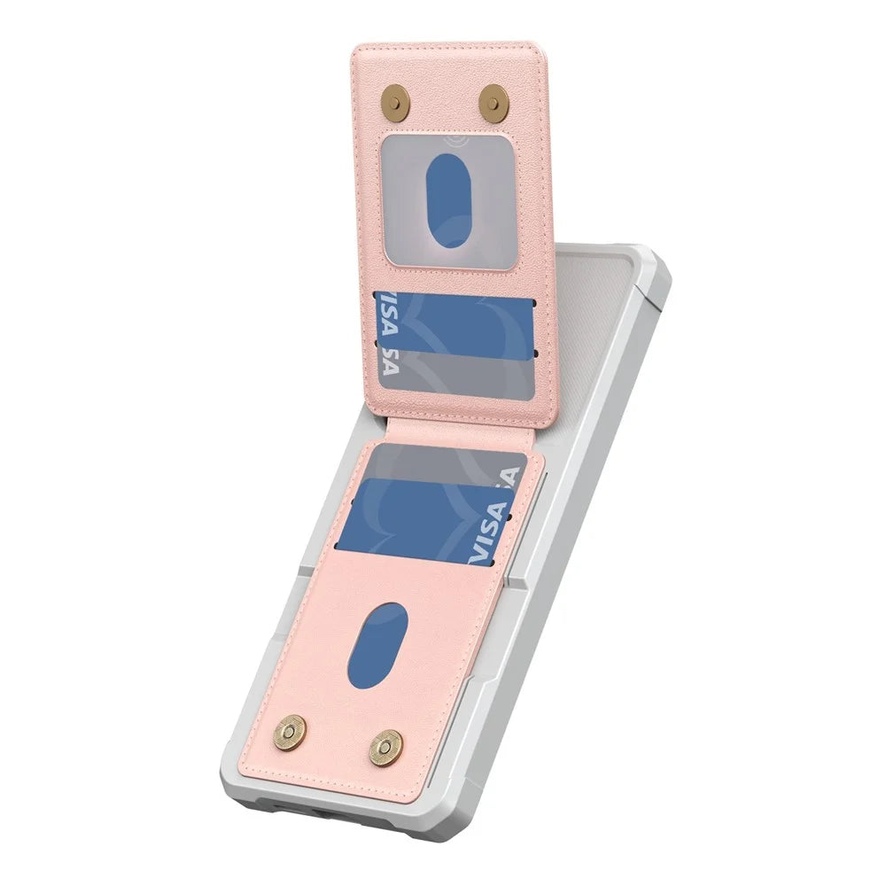 For Samsung Galaxy S25 FE Case Vertical Flip Card Slot Kickstand Leather + TPU Phone Cover - Light Pink - 3