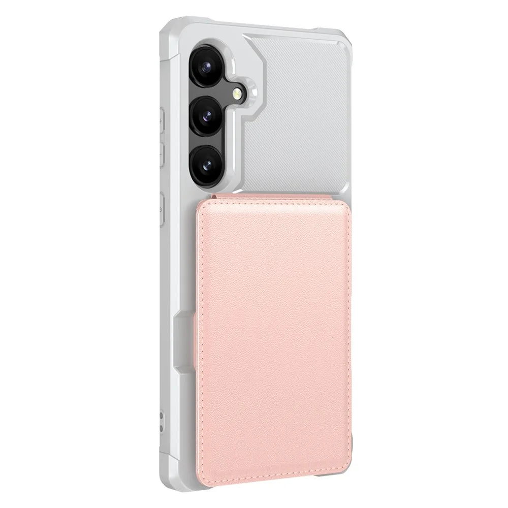 For Samsung Galaxy S25 FE Case Vertical Flip Card Slot Kickstand Leather + TPU Phone Cover - Light Pink - 5