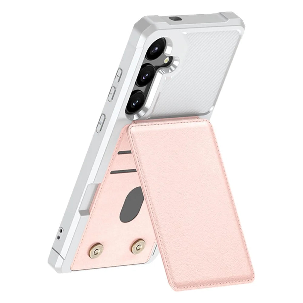 For Samsung Galaxy S25 FE Case Vertical Flip Card Slot Kickstand Leather + TPU Phone Cover - Light Pink - 7