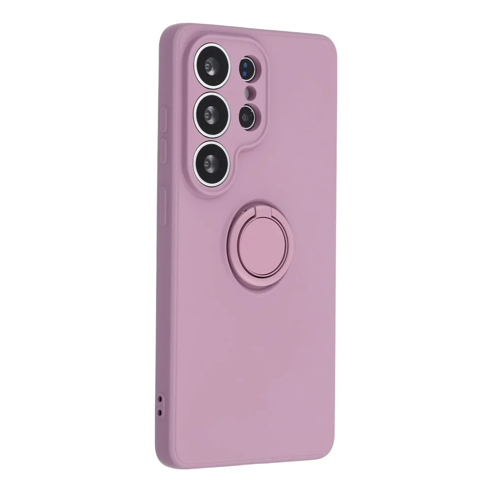 For Samsung Galaxy S26 Ultra Silicone Case with Strap Ring Kickstand Phone Cover - Purple - 3
