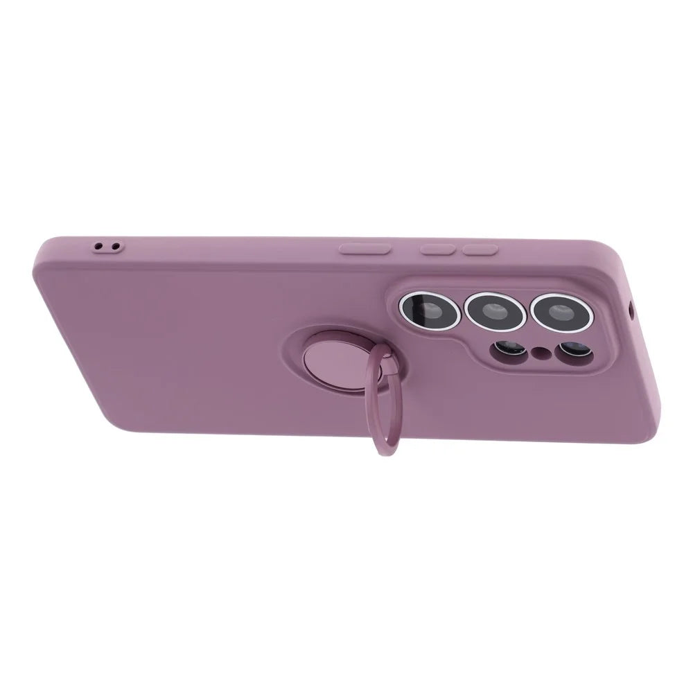 For Samsung Galaxy S26 Ultra Silicone Case with Strap Ring Kickstand Phone Cover - Purple - 4