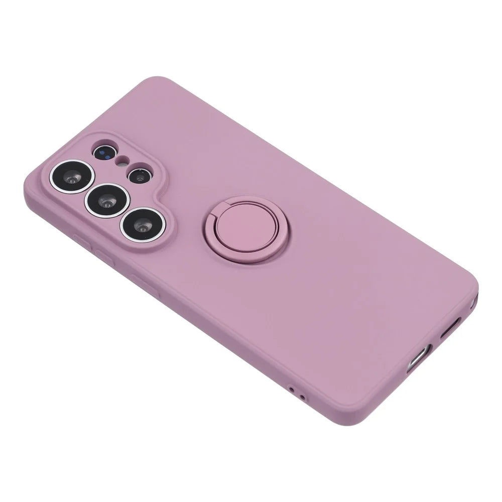 For Samsung Galaxy S26 Ultra Silicone Case with Strap Ring Kickstand Phone Cover - Purple - 5