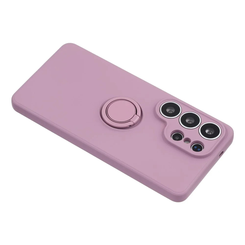 For Samsung Galaxy S26 Ultra Silicone Case with Strap Ring Kickstand Phone Cover - Purple - 6