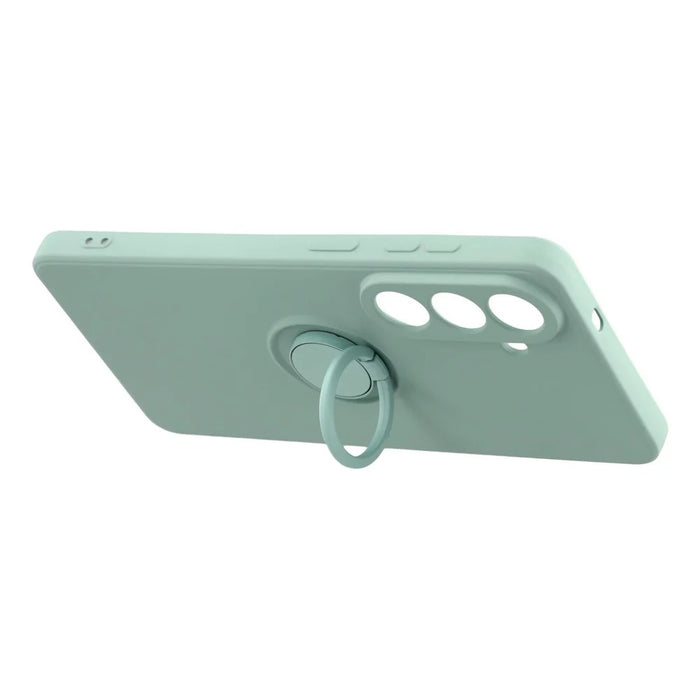 For Samsung Galaxy S26 Silicone Case with Strap Ring Kickstand Phone Cover - Mint Green - 4