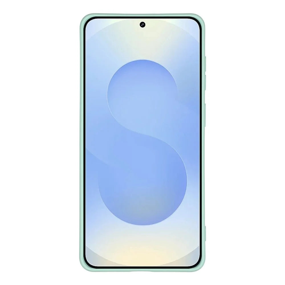 For Samsung Galaxy S26+ Silicone Case with Strap Ring Kickstand Phone Cover - Mint Green - 2