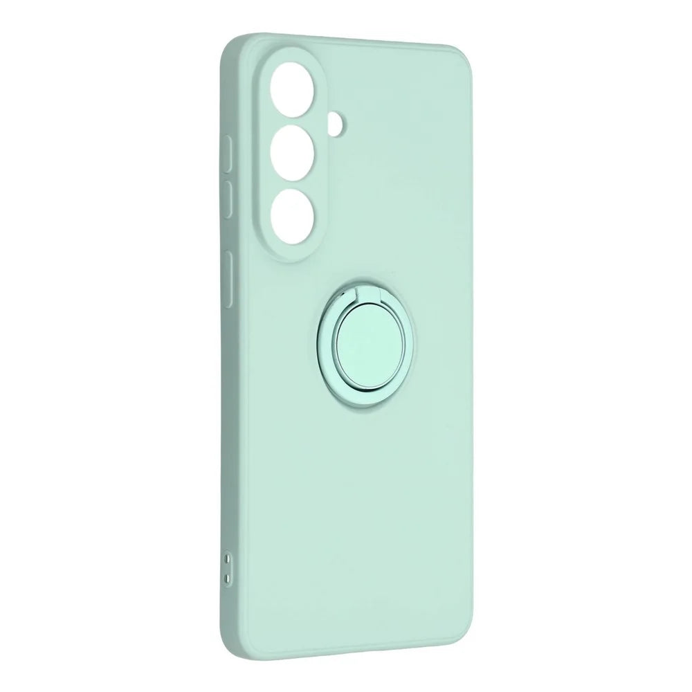 For Samsung Galaxy S26+ Silicone Case with Strap Ring Kickstand Phone Cover - Mint Green - 3