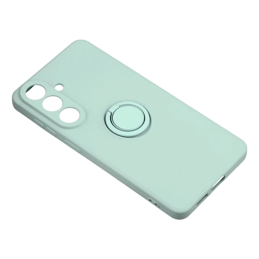 For Samsung Galaxy S26+ Silicone Case with Strap Ring Kickstand Phone Cover - Mint Green - 6