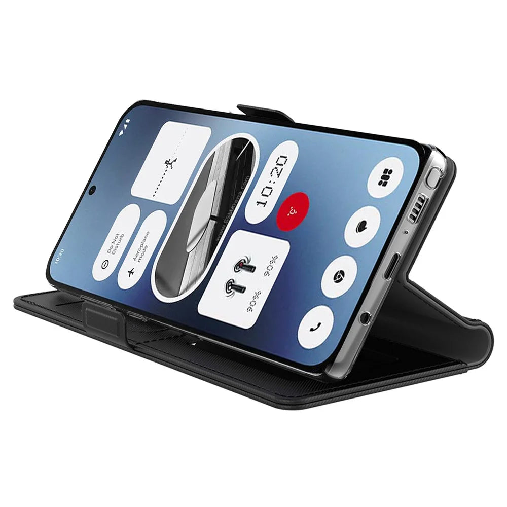 For Nothing Phone (3a) Lite 5G Case PU+TPU Magnetic Flip Phone Cover with Stand - Black - 2