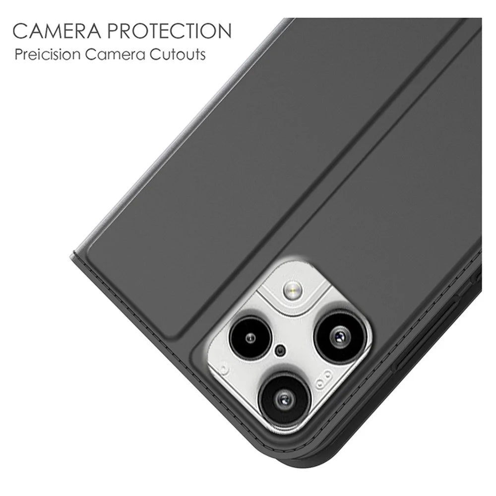 For Nothing Phone (3a) Lite 5G Case PU Leather Phone Cover with Card Holder Stand - Black - 5
