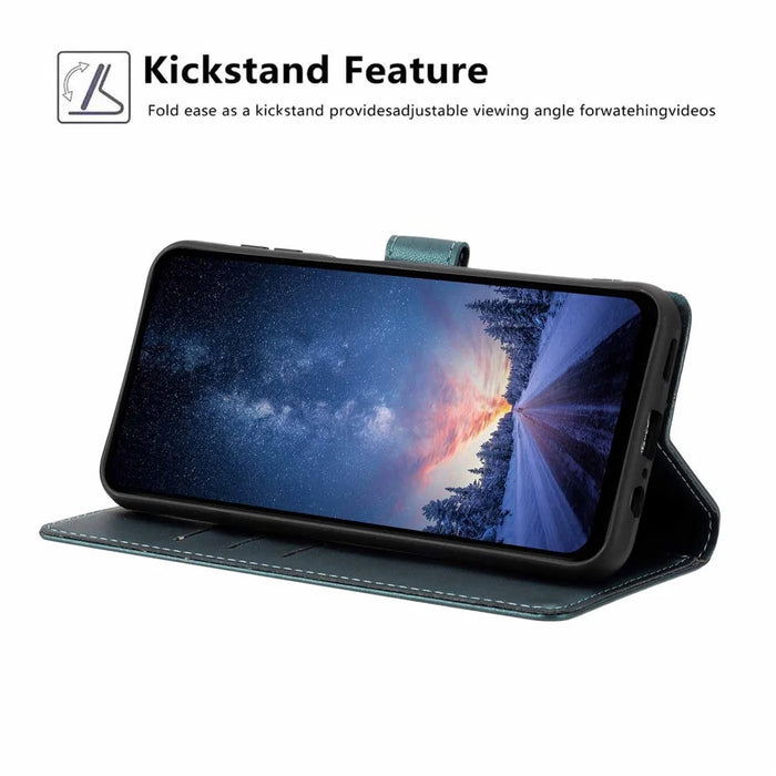 For iPhone 18 Pro / 17 Pro Stand Case Tree-and-Cat Pattern PU Leather Wallet Protective Phone Cover with Wrist Strap - Blackish Green - 3